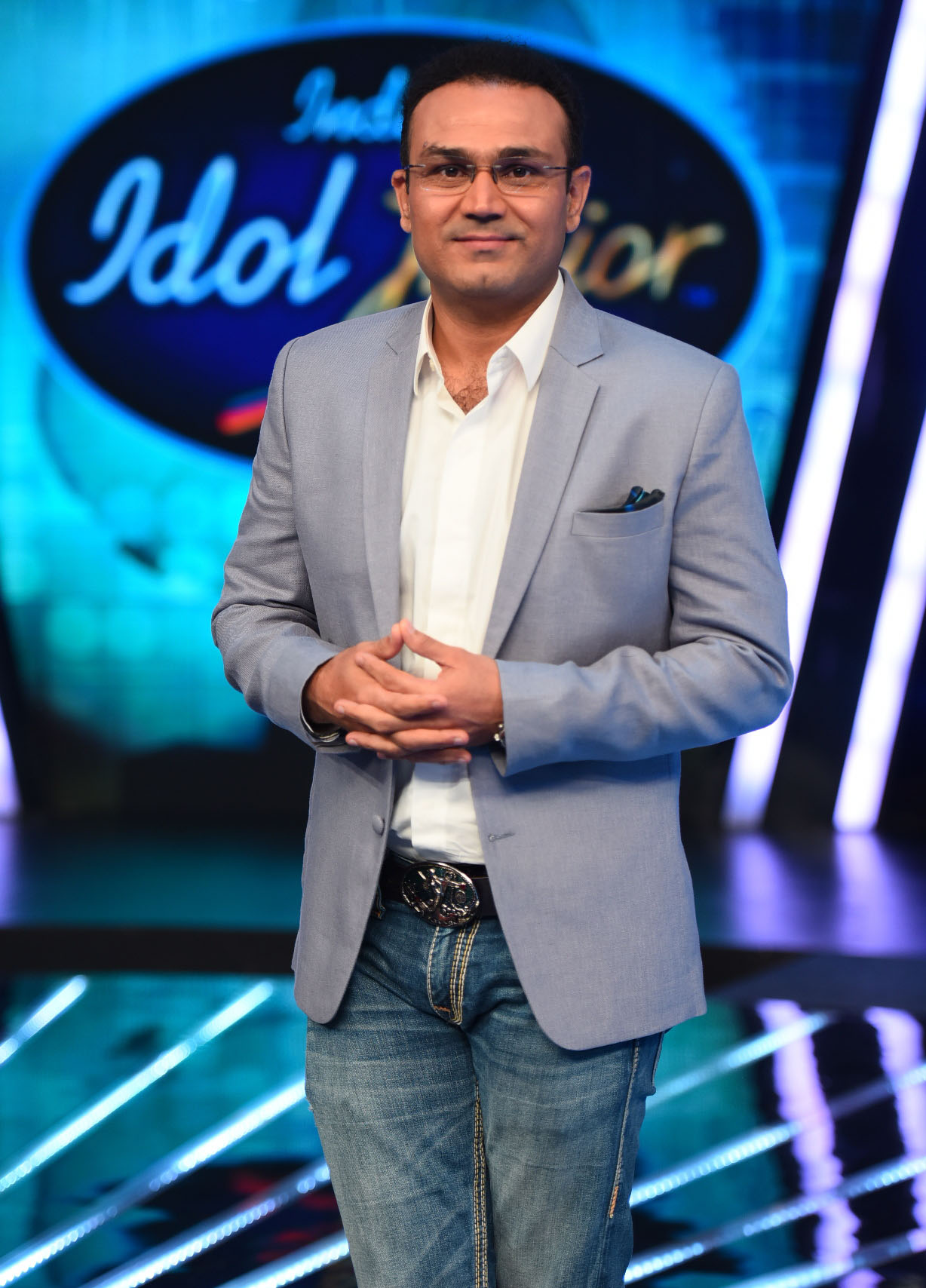 Virendra Sehwag on the sets of Indian Idol Junior