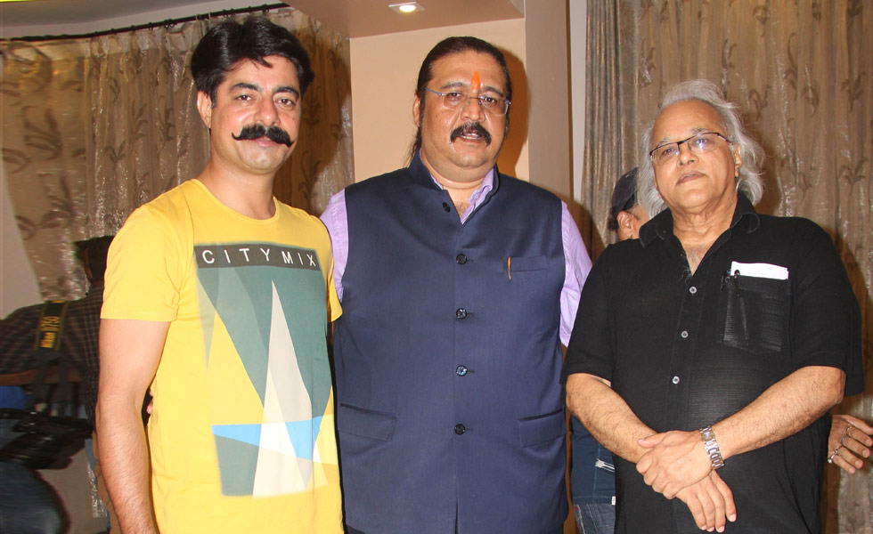 Sushant Singh, Dilip Pithwa and Kamlesh Pandey at an event where Khayyam Sahab & wife Jagjit Kaur announced to donate their life earnings to FWICE for the welfare of technicians & workers