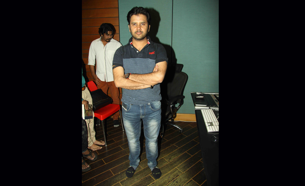  Singer Javed Ali at the song recording of Agrim Media Entertainment's album SHAMBO