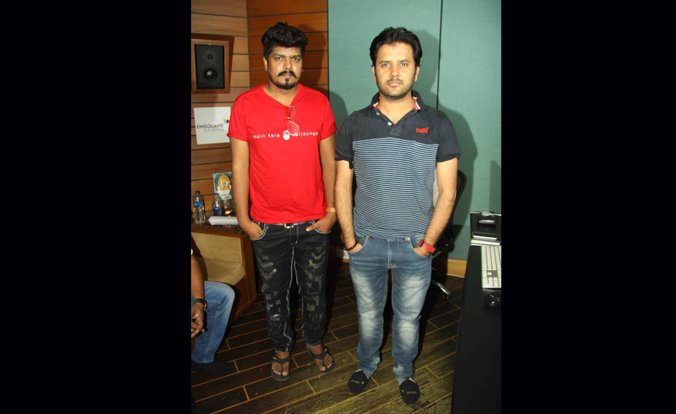  Video director Sandy Dhanurdhari with Singer Javed Ali for Agrim Media Entertainment's song recording of album SHAMBO