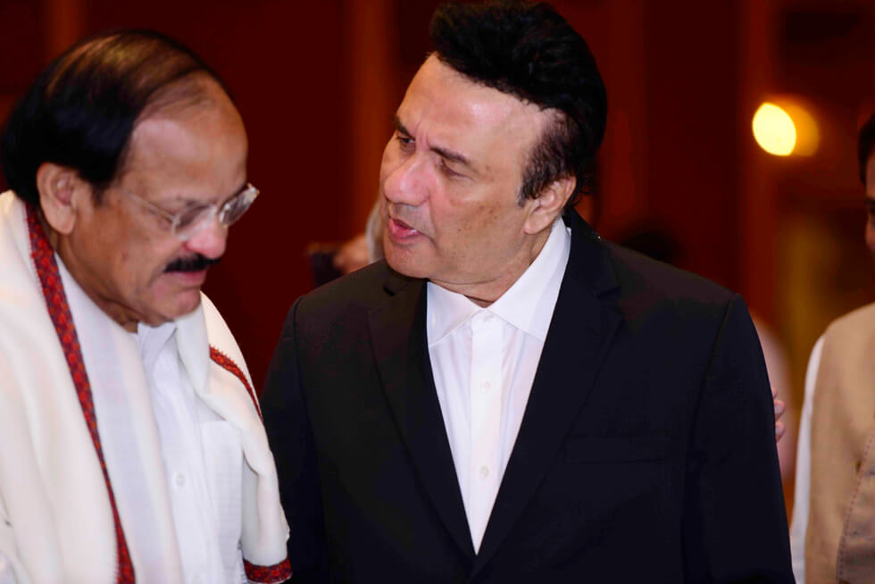 Union Minister M Venkaiah Naidu and Anu Malik