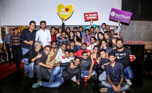 The Sunburn team strikes a pose with Harindra Singh, CMD, Percept; Karan Singh, CEO, Sunburn; & Manuj Agarwal, CEO, Percept Live